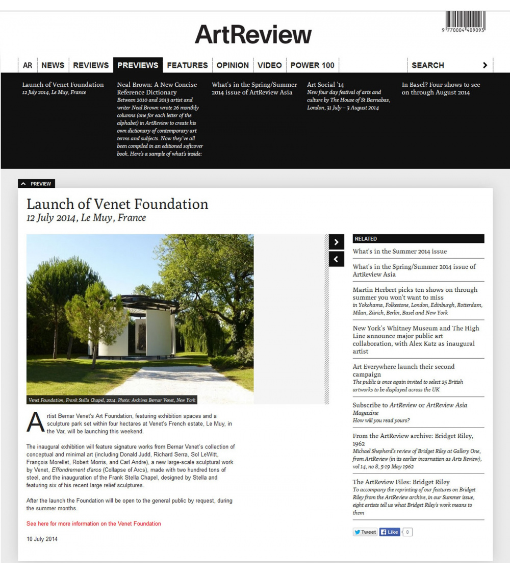 Bernar Venet - ArtReview (18.06.14)