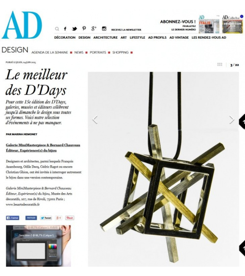 Bijoux d'artistes aux Arts décoratifs de Paris - AD Magazine (juin 2015)