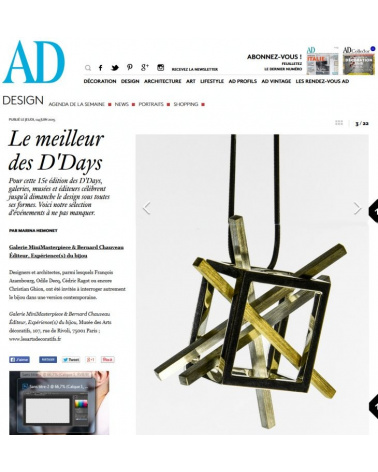 Bijoux d'artistes aux Arts décoratifs de Paris - AD Magazine (juin 2015)