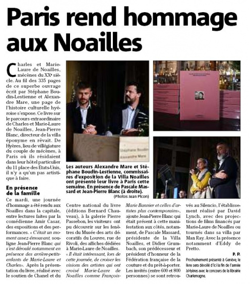 Charles et Marie-Laure de Noailles dans Var-Matin