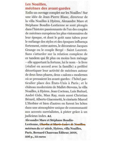 Charles et Marie-Laure de Noailles dans The Art Newspaper